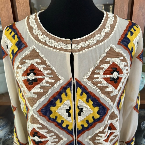 Diane von Furstenberg Beaded Cropped Silk Dinner Jacket - Picture 10 of 12